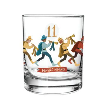 Eleven Pipers Piping Short Juice Glass